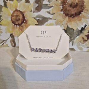 Silver Heart Necklace with Purple Accents